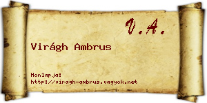 Virágh Ambrus névjegykártya